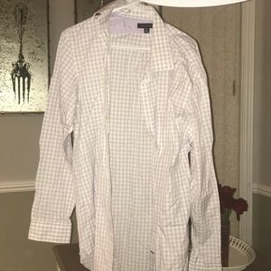 Purple and white long sleeve shirt
